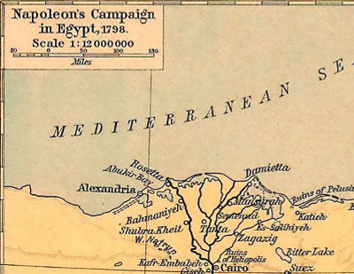 Map of Napoleon's campaign into Egypt